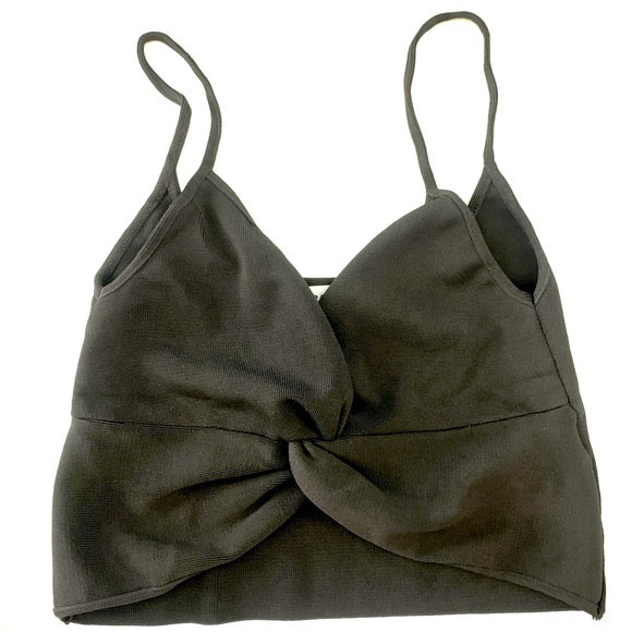 ZARA KNOTTED TOP - FRONT TIE TANK - SPAGHETTI STRAPS - STRETCH SLEEVELESS CROP - Picture 2 of 2